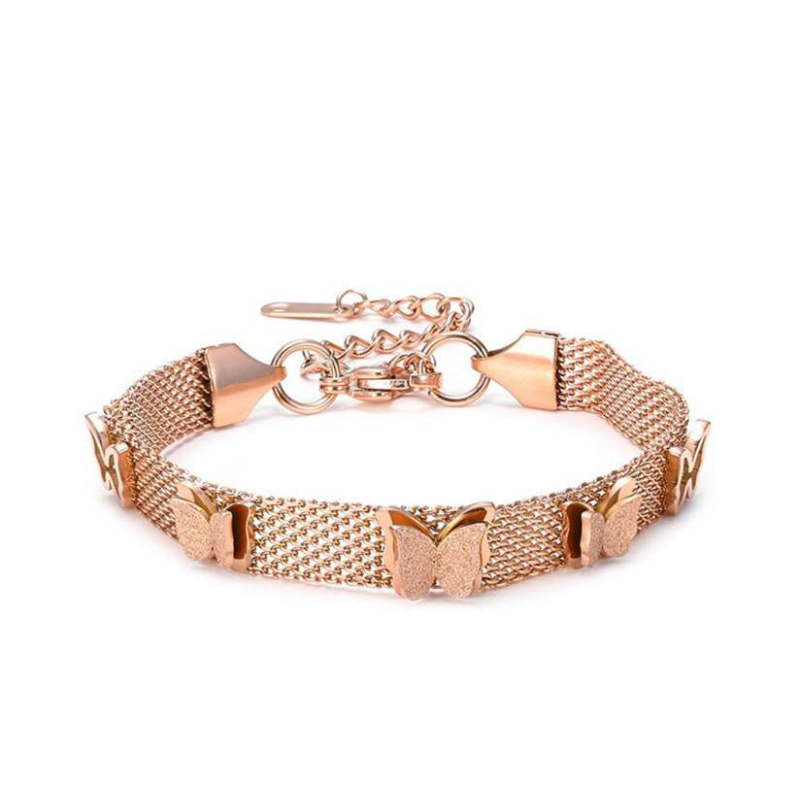 Butterfly Dreams Rose Gold Mesh Bracelet โ Light as a Whisper, Bold as You ๐ธโจ