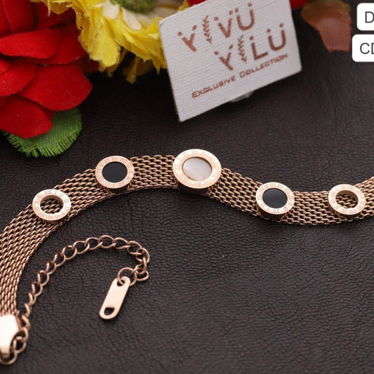 Celestial Glow Rose Gold Mesh Bracelet – Circles of Light & Elegance ✨🌟