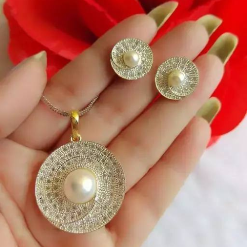 Classic Round Diamond Pendant Set for Women