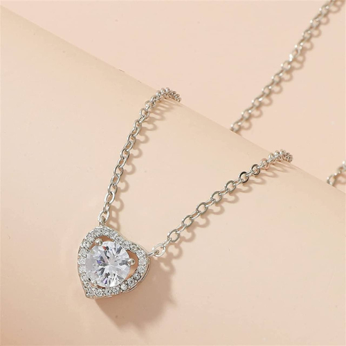 Silver Pendant Set with American Diamonds