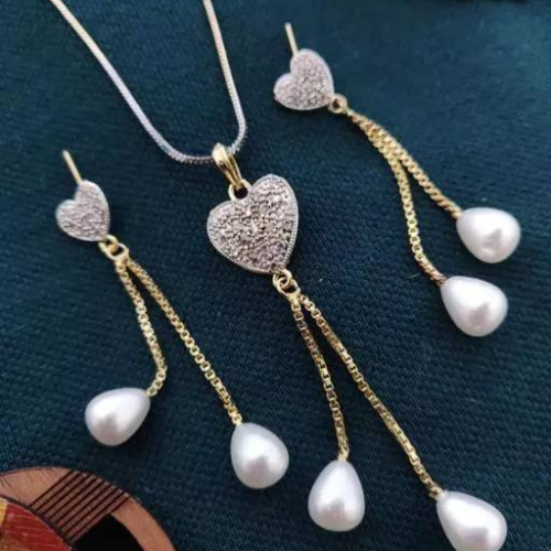 Royal Ruby Pendant Set with Gold Finish