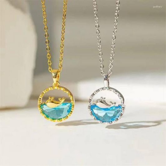 🐋 "Whale of a Time" Ocean Crystal Necklace – Gold & Silver Variants 🌊