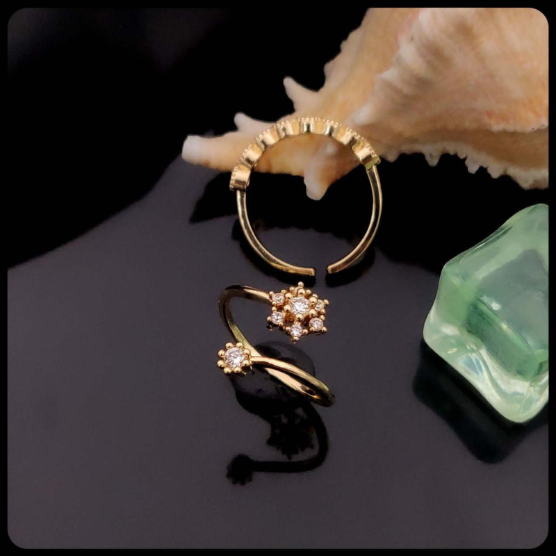 Golden Bloom" Floral Ring & Ear Cuff Set ✨🌼