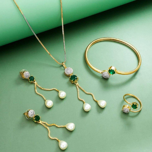 Classic CZ Diamond Jewelry Set – Elegant Party Wear Collection