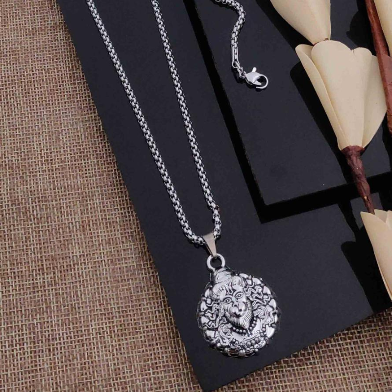 🦁✨ Lord Narasimha Silver Pendant Chain – Protector of Devotees 🙏🔱