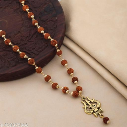 🔱 Divine Rudraksha Trishul-Om Pendant Mala – Power of the Trinity 🕉️🧘‍♂️