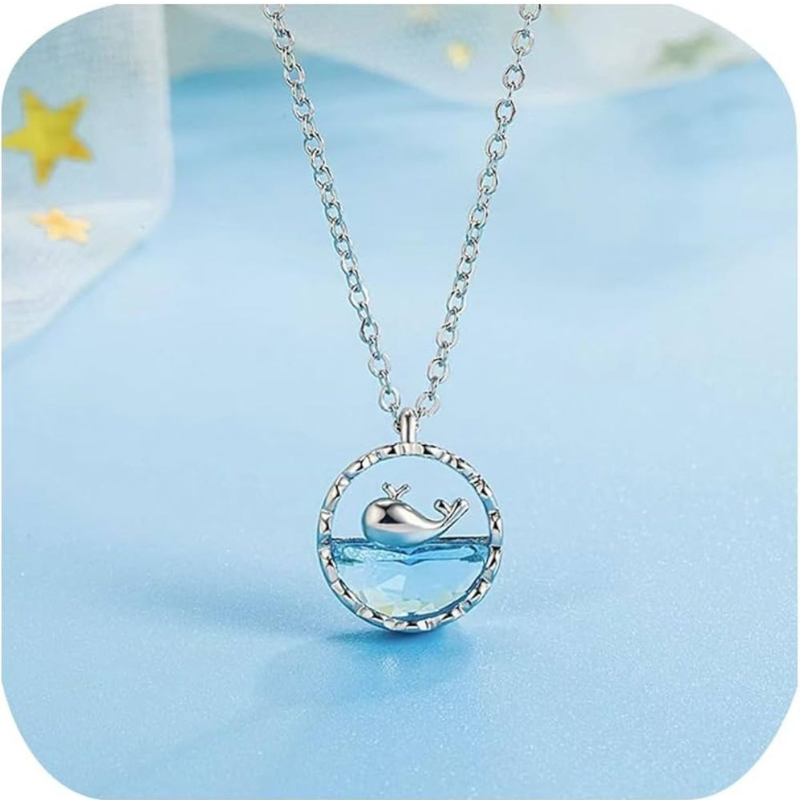 🌊 Silver Whale Pendant Necklace – "Ocean Bliss" 🐋