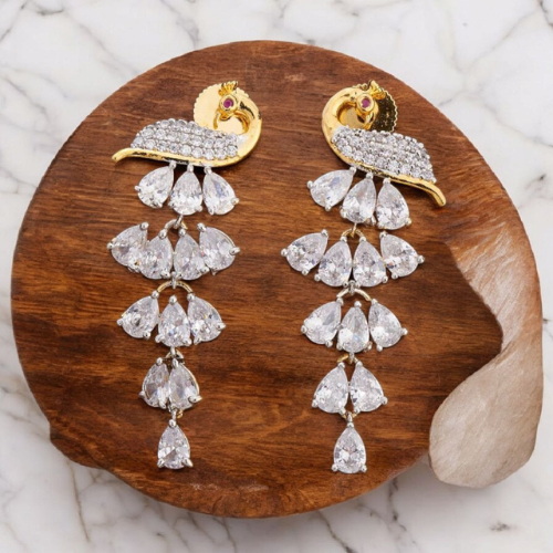 🦚 Royal Sparkle Peacock Drop Earrings – Elegance That Dances 💫
