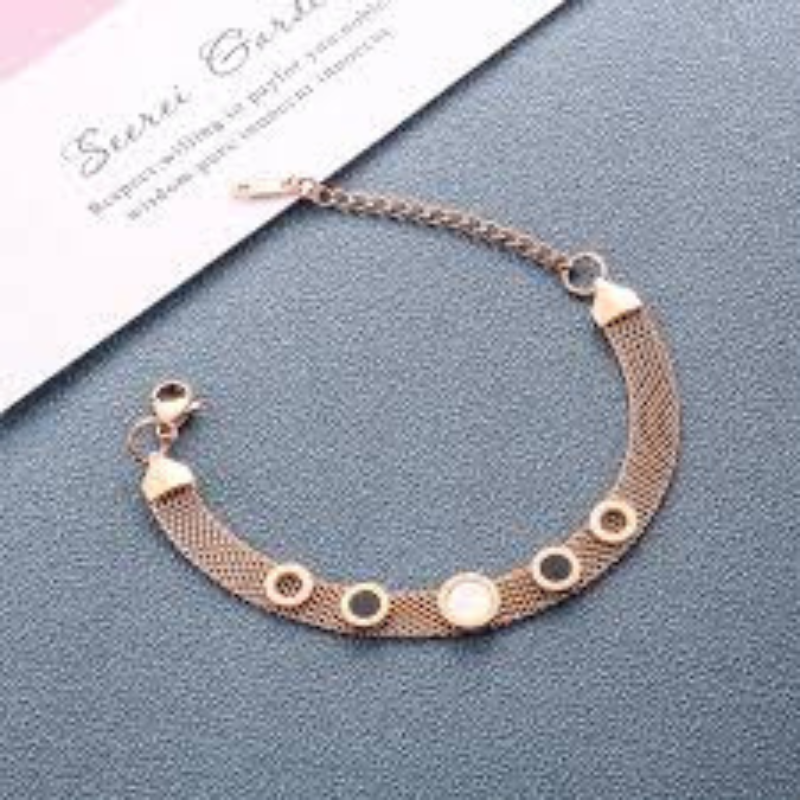 Celestial Glow Rose Gold Mesh Bracelet – Circles of Light & Elegance ✨🌟
