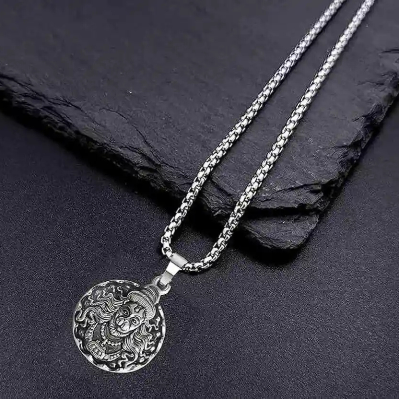 🦁✨ Lord Narasimha Silver Pendant Chain – Protector of Devotees 🙏🔱