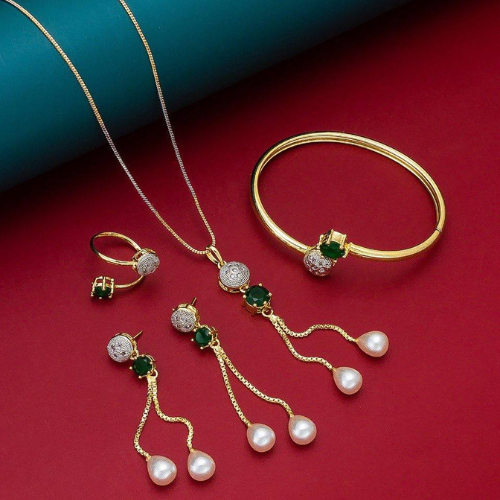 Classic CZ Diamond Jewelry Set – Elegant Party Wear Collection