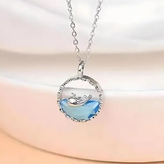 🌊 Silver Whale Pendant Necklace – "Ocean Bliss" 🐋