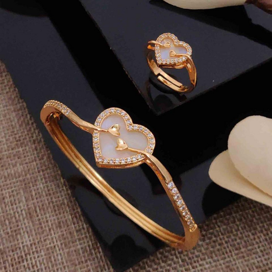 Golden Heartbeat Love Jewelry Set (Bracelet & Ring) 💫💍