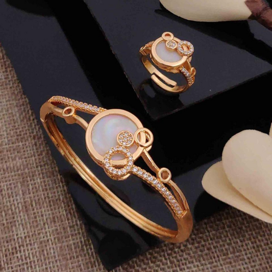 ✨ Orbit Elegance – Gold-Plated Bracelet & Ring Set