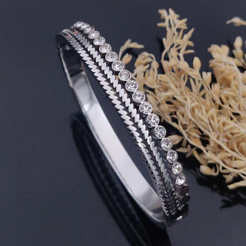 🩶 Crystal Gleam Dual-Layer Silver Bracelet 🩶