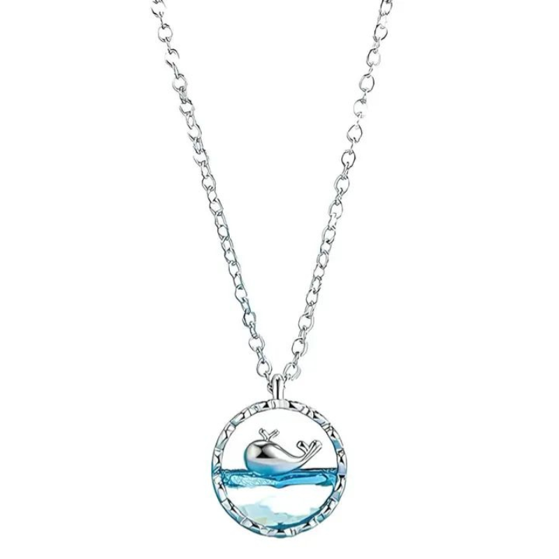 🌊 Silver Whale Pendant Necklace – "Ocean Bliss" 🐋