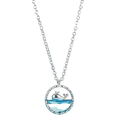 🌊 Silver Whale Pendant Necklace – "Ocean Bliss" 🐋