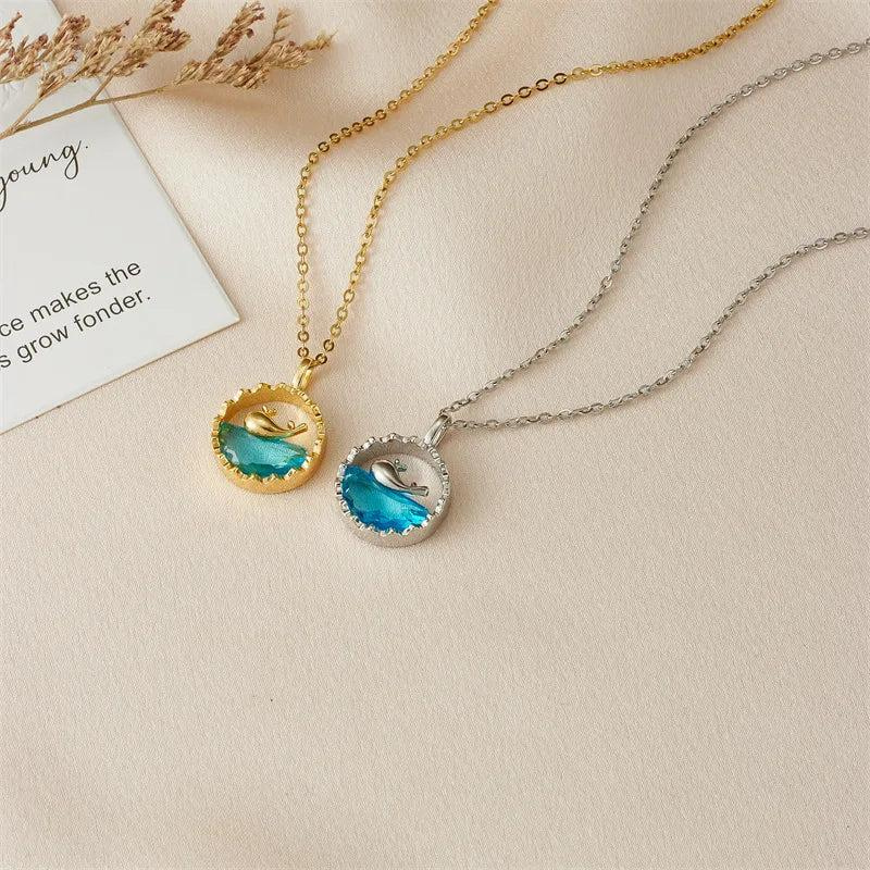 🐋 "Whale of a Time" Ocean Crystal Necklace – Gold & Silver Variants 🌊