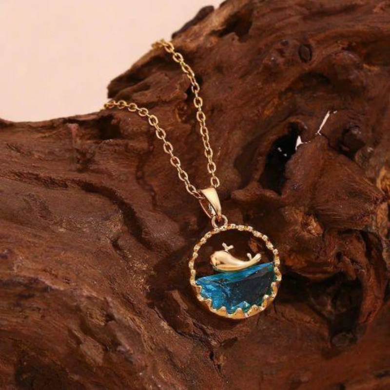 🐋💙 Ocean Bliss Whale Pendant Necklace – Dive into Serenity 🌊✨