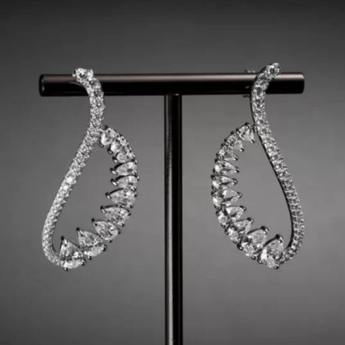 💎 Crystal Cascade Curve Earrings 💎
