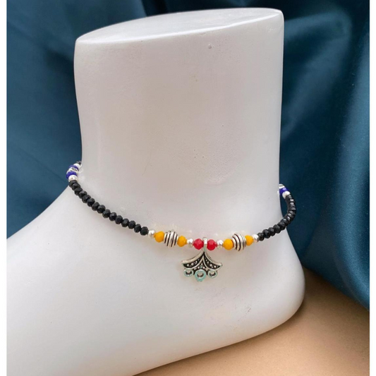 🌸✨ Royal Umbrella Charm Mangalsutra Anklet – Colors of Culture, Charm of Tradition 🖤