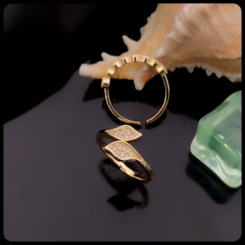 Golden Whisper" Twin Leaf Ring & Ear Cuff Set 🍃✨