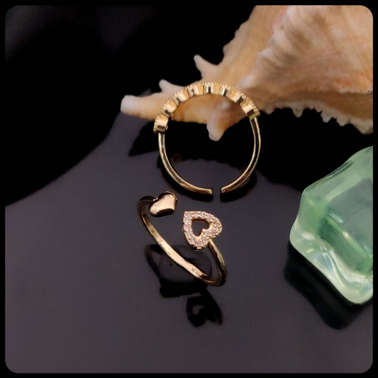 💖 Twilight Hearts Adjustable Ring Set – Love in Every Curve ✨