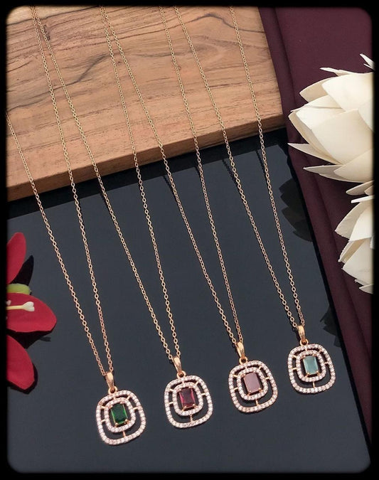 ✨ Dual Halo Princess Pendant Necklace – Regal Gemstone Collection 👑